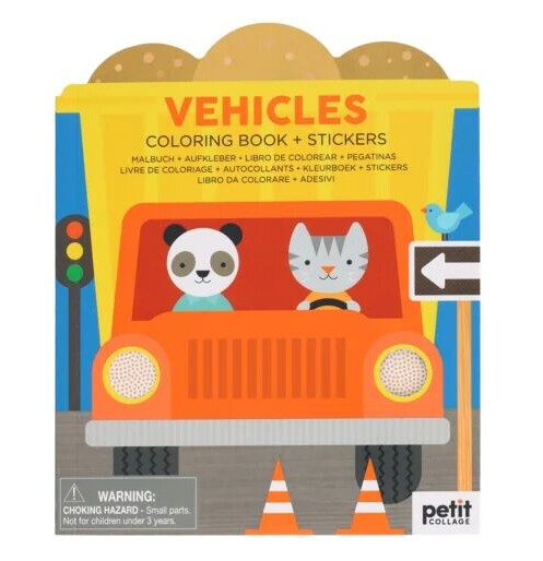 Vehicles Coloring Book + Stickers Av Petit Collage