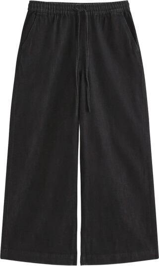 Lindex Wide Denim Trousers With Elastic Waist Black 34