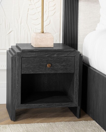 ArtDeco sidebord charcoal grey oak veneer