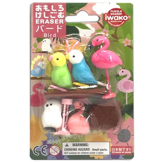 Iwako Puzzle Viskelær Fugler