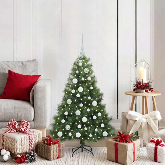  Kunstig juletre med 150 LED med stativ grønn 120 cm PE og PVC