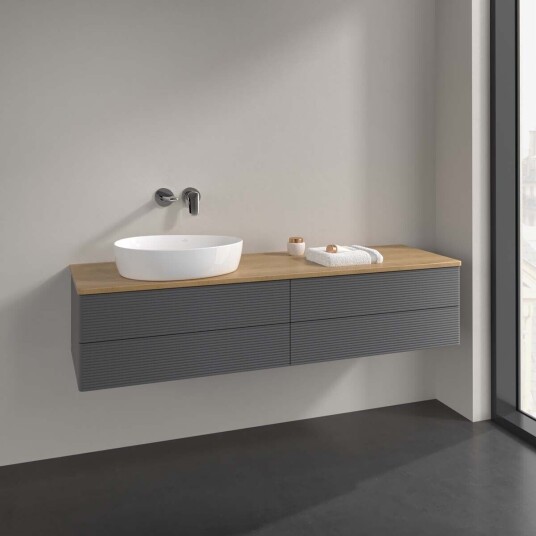 Villeroy & Boch Antao Servantskap med 4 skuffer 160x50x36 cm u/lys Antrasitt/Eik
