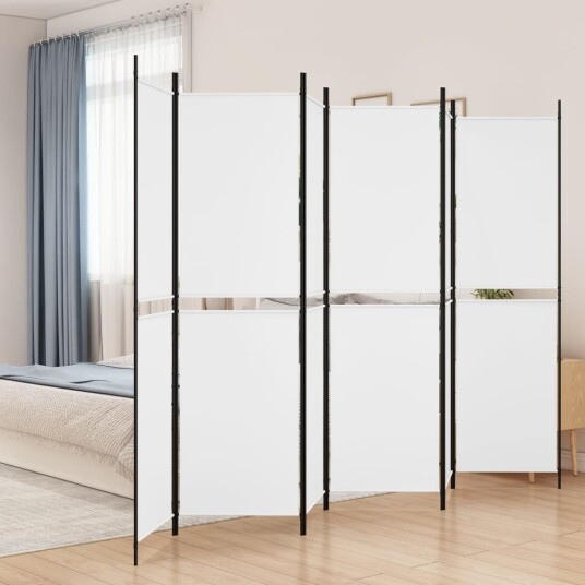 vidaXL Romdeler 6 paneler hvit 300x200 cm stoff