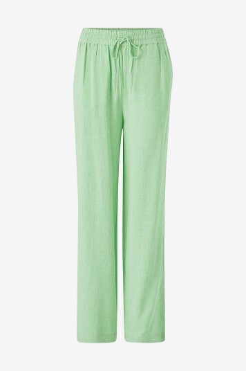 Selected FEMME - Bukser slfViva-Gulia HW Long Linen Pant - Grønn