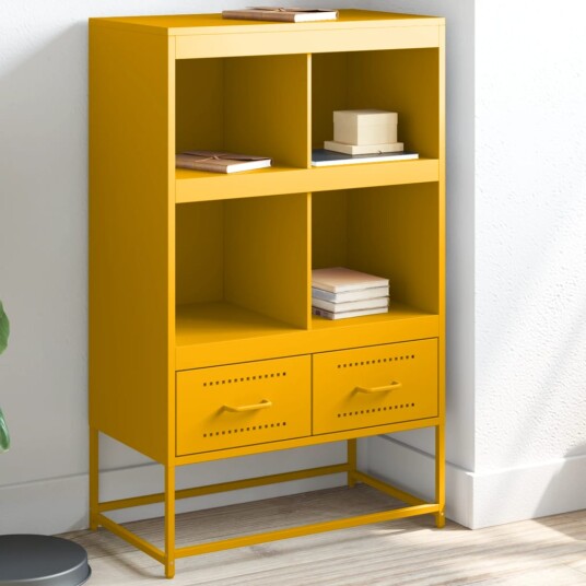 Highboard sennepsgul 68,5x39x111,5 cm kaldvalset stål