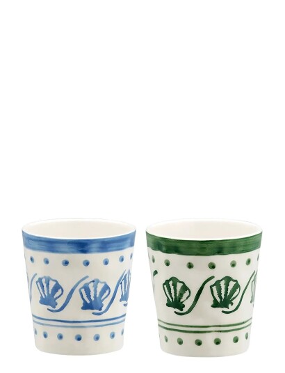 Anna + Nina Coastal Charm Coffee Cup Set Of 2 - Multi/patterned - 25 CL