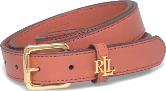 Lauren Ralph Lauren Logo Keeper Leather Skinny Belt Coral L Lauren Ralph Lauren Logo Keeper Leather Skinny Belt Coral L