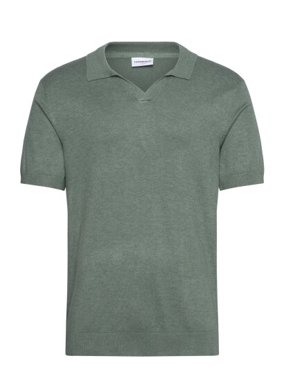 Lindbergh Ecovero S/S V-Neck Polo - Green - M