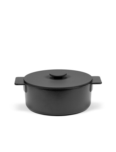 Serax Pot Enamel Cast Iron D26 Surface By Sergio Herman   Black   
