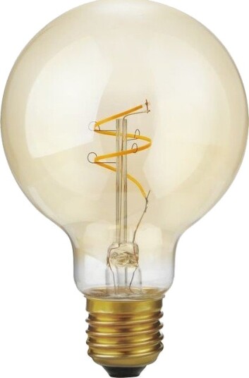 Spl E27 4,2W dimbar LED Slim Flex filamentpære G80 470lm 2200K gullfarget glass Dimbar : Dimbar Kulør : Ekstra varm Spl E27 4,2W dimbar LED Slim Flex filamentpære G80 470lm 2200K gullfarget glass Dimbar : Dimbar Kulør : Ekstra varm
