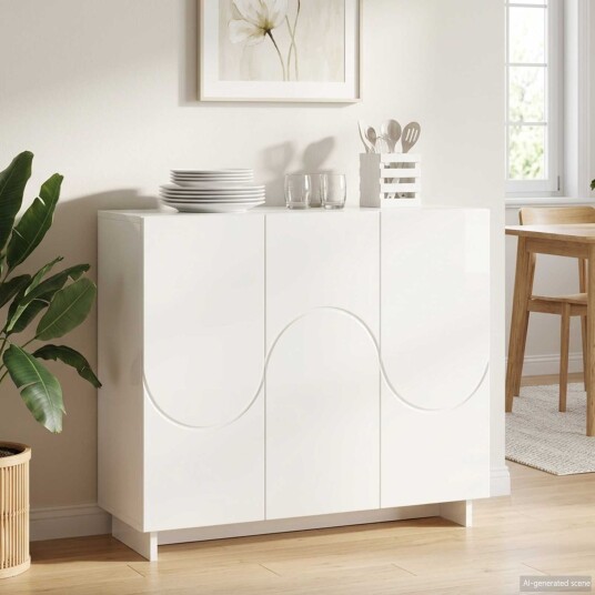vidaXL Skjenk Høgglans hvit 85,5 x 31 x 75 cm Konstruert tre