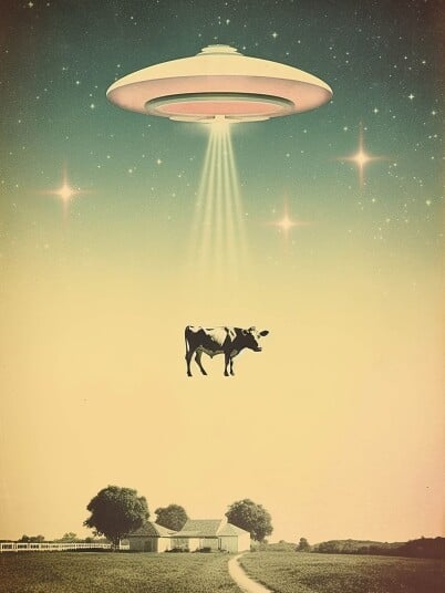 Plakat UFO og Ku