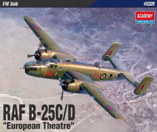 Academy B-25C/D European Theatre Modellfly Byggesett 1:48