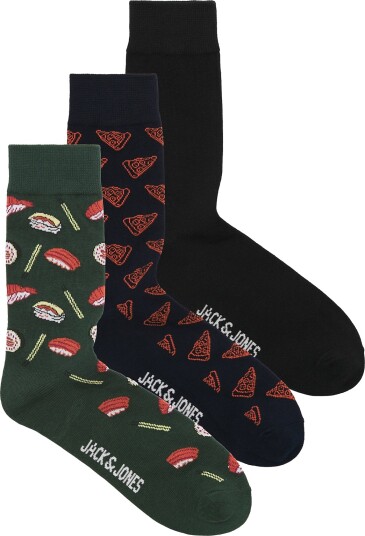 Jack & Jones Jacgareth Food Socks 3 Pack Green ONE SIZE