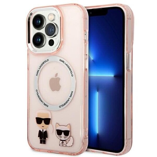 Karl Lagerfeld Klhmp14lhkcp Iphone 14 Pro 6.1" Hardt Deksel Rosa/Rosa Karl & Choupette Aluminium Magsafe