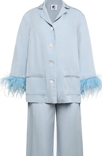 Sleeper Party Pajama Set With Detachable Feathers   BLUE   XS