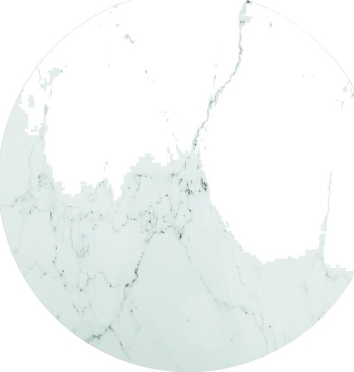 Bordplate hvit Ø60x0,8 cm herdet glass med marmor design