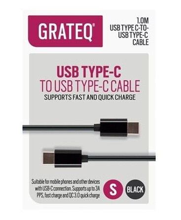 Grateq Usb-C Usb-C Cable Quick 1M Black