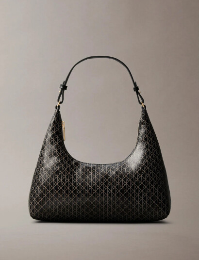 Calvin Klein Emblem Aop Conv Shoulder Bag - Black - ONE SIZE