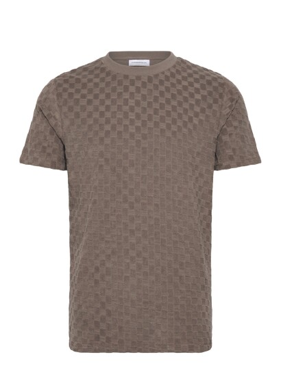 Lindbergh Checkered Towel O Neck Tee S/S Brown XXL Lindbergh Checkered Towel O Neck Tee S/S Brown XXL