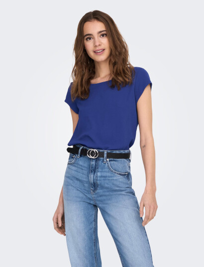 ONLY Onlvic S/S Solid Top Noos Wvn - Blue - 34