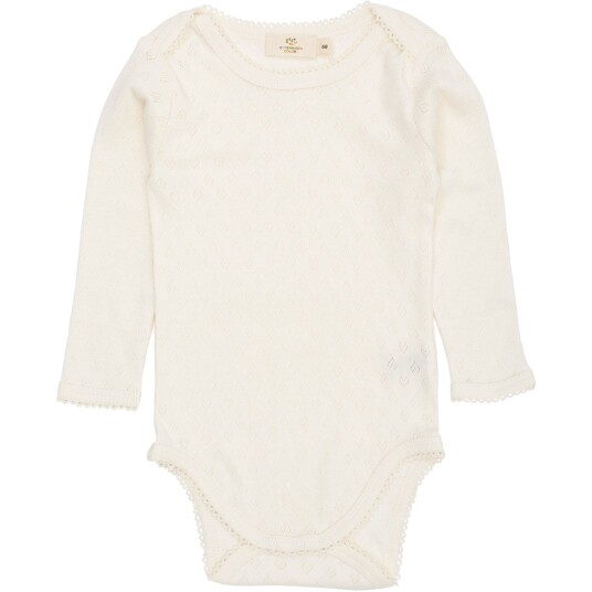 COPENHAGEN COLORS Cream Pointelle Heart Lapneck Body Ls 74