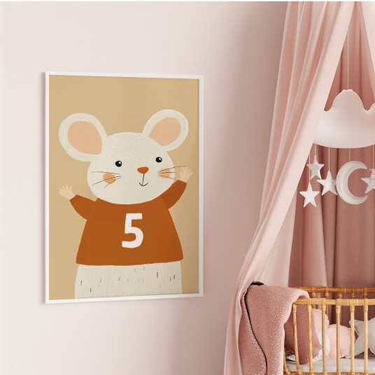 Plakat Søt Mus med Nummer 5