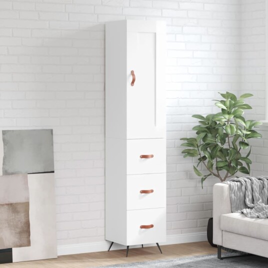 vidaXL Highboard høyglans hvit 34,5x34x180 cm konstruert tre 8720845495930