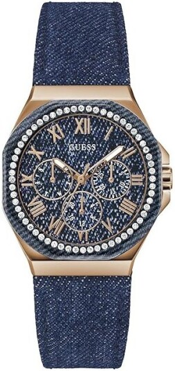 Guess Dameklokke GW0753L5 Glaze Blå/Lær Ø36 mm Guess Dameklokke GW0753L5 Glaze Blå/Lær Ø36 mm