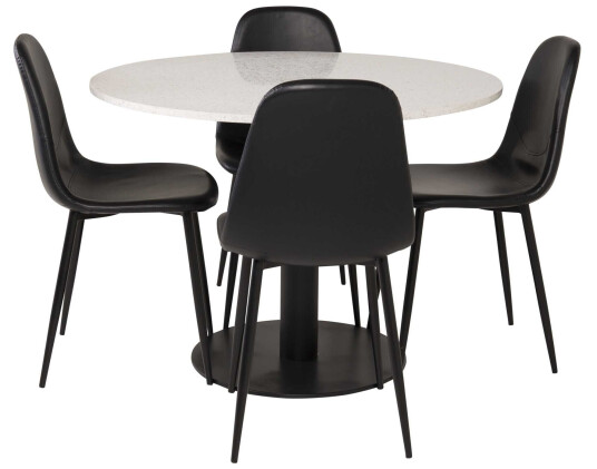 Venture Design Razzia & Polar spisegruppe Hvit/svart 4 st stoler & bord 106 cm