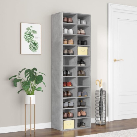 vidaXL Skoskap betonggr? 54x34x183 cm sponplate