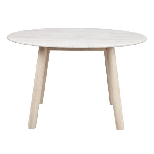Rowico Home Taransay Spisebord, Beige travertin, Hvit pigm., Ø125 Unoliving 1730535-02-0 1730535-01-0