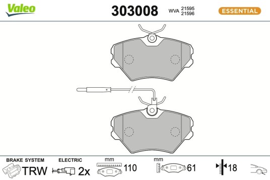VALEO 303008 Bremseklosser