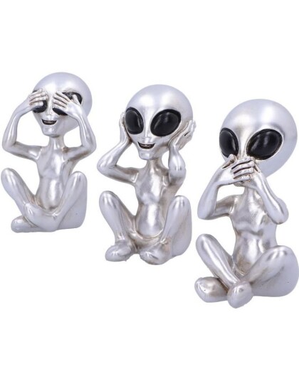 Nemesis Now Hear No Evil See No Evil Speak No Evil 3 stk Alien Figurer 7,5 cm U5929V2