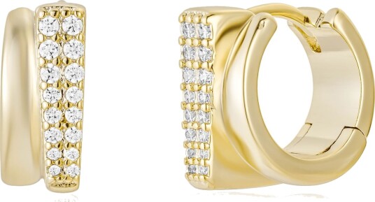 Sparkly Gold Double Huggie Hoops Gold