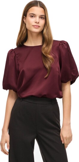 Vila Viellette 2/4 Satin Puff Top Noos Burgundy 36 Vila Viellette 2/4 Satin Puff Top Noos Burgundy 36