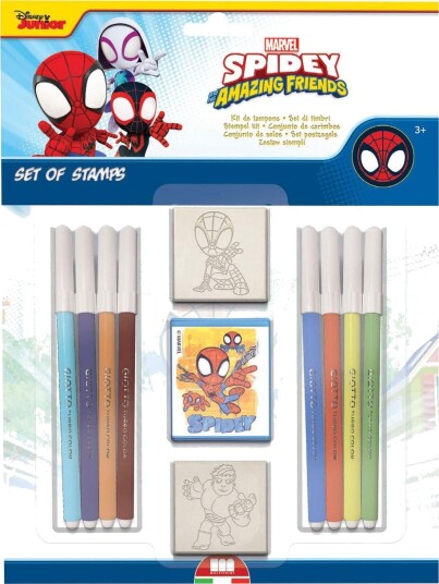 Marvel Spidey And His Amazing Friends Stempelsett Med Tusjer 11 Deler