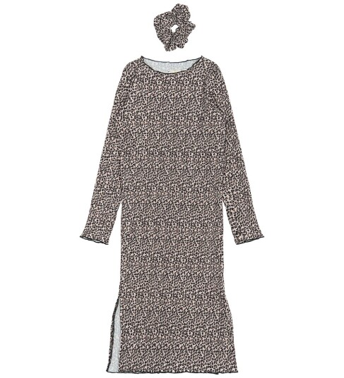 The New Feather Gray AOP TNPet L_S Pleat Kjole 11-12 år