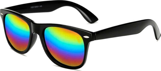 Black Wayfarer solbriller Rainbow Color Mirror Glass + Senile String Black Wayfarer solbriller Rainbow Color Mirror Glass + Senile String