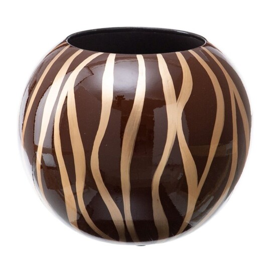Bigbuy Home Vase 24,5 X 24,5 X 20 Cm Sebra Keramikk Gyllen Brun