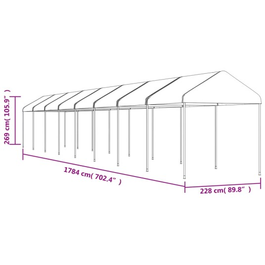 vidaXL Paviljong med tak hvit 17,84x2,28x2,69 m polyetylen vidaXL Paviljong med tak hvit 17,84x2,28x2,69 m polyetylen
