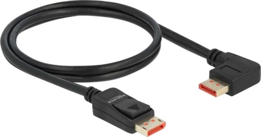 Delock Displayport Kabel Displayport Hann Rett Til Displayport Hann Venstre Vinklet Displayport 1.4 1 M 8 K 60 Hz 7680 X 4320 Støtte Svart