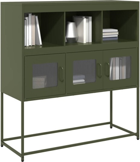 Skjenk olivengrønn 100,5x39x107 cm kaldvalset stål 8721158372543
