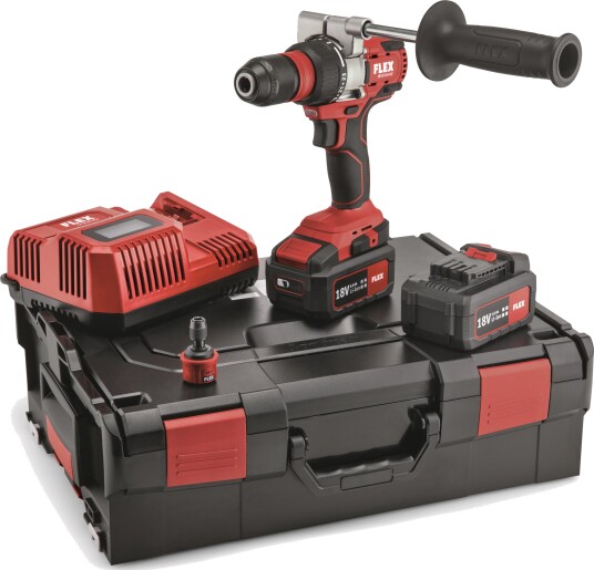Flex Borskrutrekker DD2G 18.0-Ec Set Med 2 Stk 5,0 ah Batterier, Lader