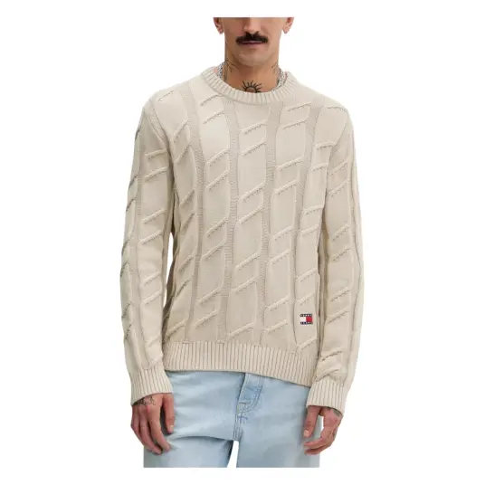 Tommy Jeans Herre Strikkevarer Beige S Tommy Jeans Herre Strikkevarer Beige S