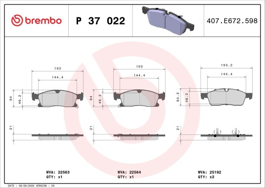 Bremseklosser BREMBO P 37 022