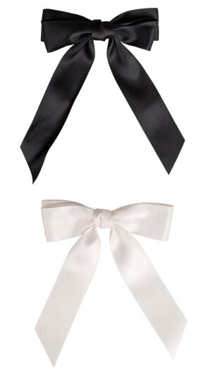 Brushworks Satin Hair Bow Duo Black & White