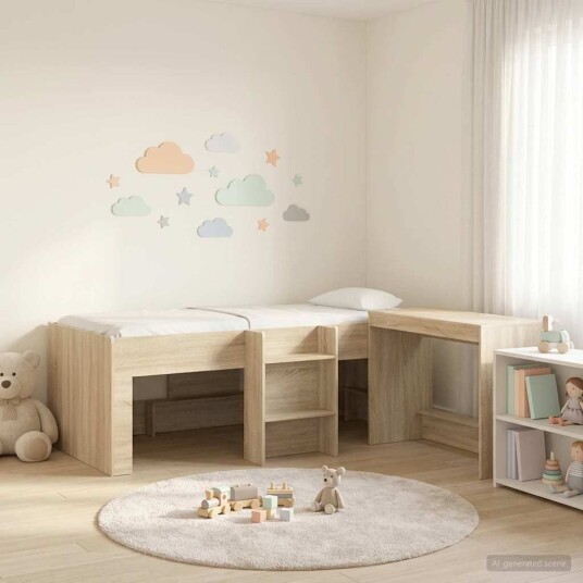  Barneseng med skrivebord Sonoma eik 90 x 190 cm Konstruert tre