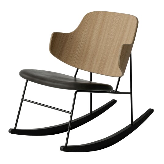 Audo Copenhagen The Penguin Rocking Chair Upholstered Seat Black Steel / Natural Oak / Dakar 0842