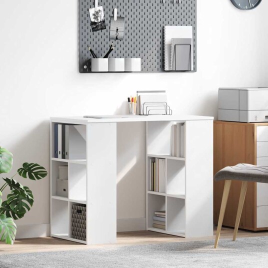 Hvit Hjørneskrivebord Hvit MDF Middels Oppbevaring Hvit Hjørneskrivebord Hvit MDF Middels Oppbevaring